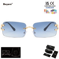 Lunettes de soleil rectangulaires bleues Boyarn sans monture pour hommes et femmes, avec verres dégradés, style mode carré, sans cadre