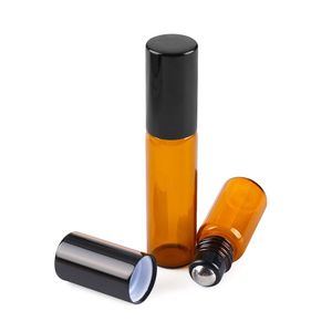 OEM 2ml 3ml 5ml 10ml bouteille à bille en verre ambré avec boule en métal petit rouleau bouteille d'huile essentielle flacons de <span class=keywords><strong>parfum</strong></span> brun grossiste - Product Image 5
