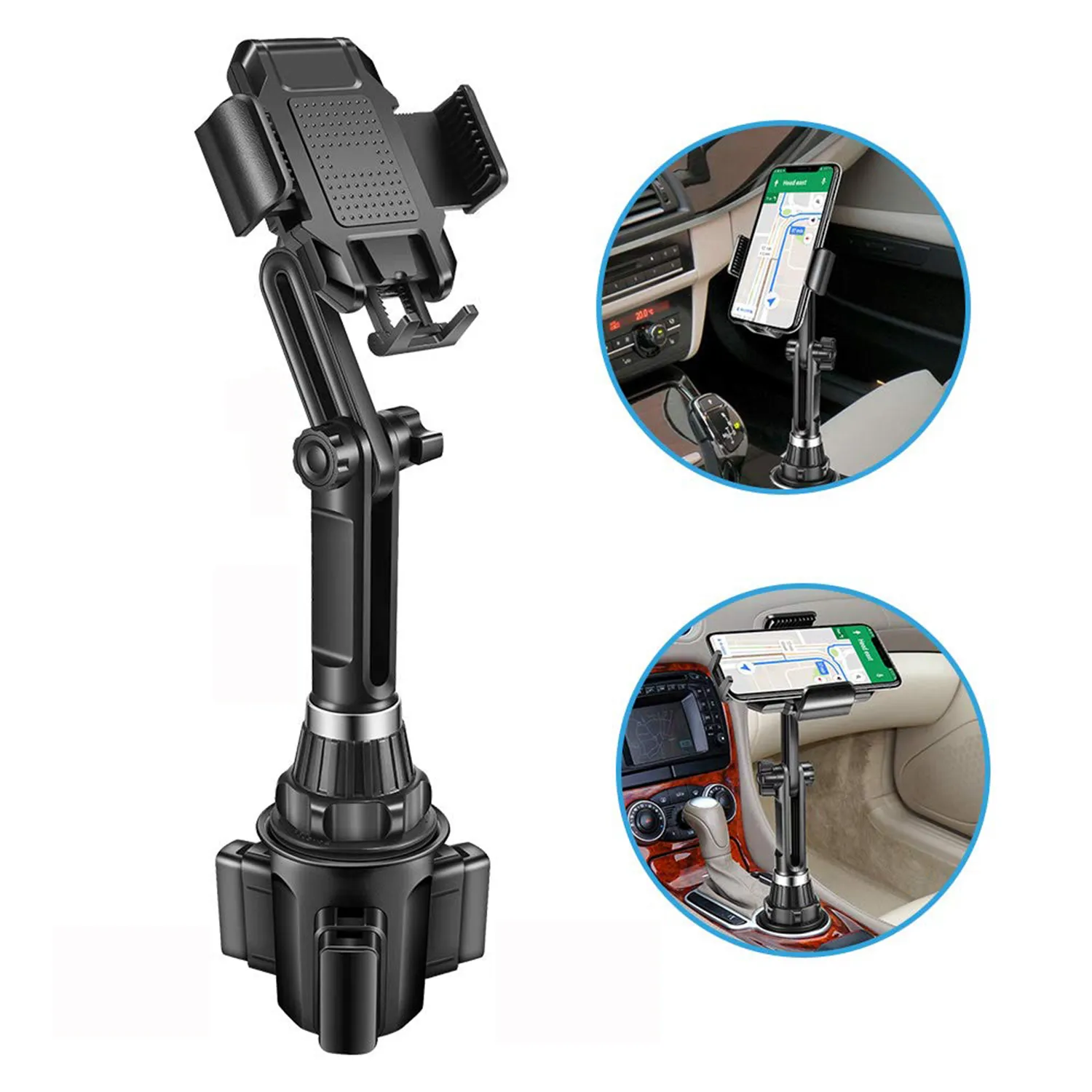 Car Cup Holder with Expander Adjustable Base Phone Mount 360 Rotation Cup Cell Phone Holder Compatible with All Smartphones