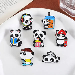 在庫あり 格安 漫画パンダバッジ 卸売 可愛い動物 メタル染色 エナメル ラペルピンセット - Product Image 5