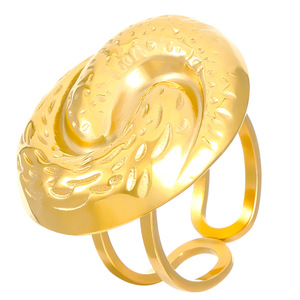Anillo Abierto de Acero Inoxidable con Diseño de Corazón Espiral y Flor, Chapado en Oro de 18K, para Mujer, Estilo Geométrico Irregular, de Moda y Personalidad Única - Product Image 5