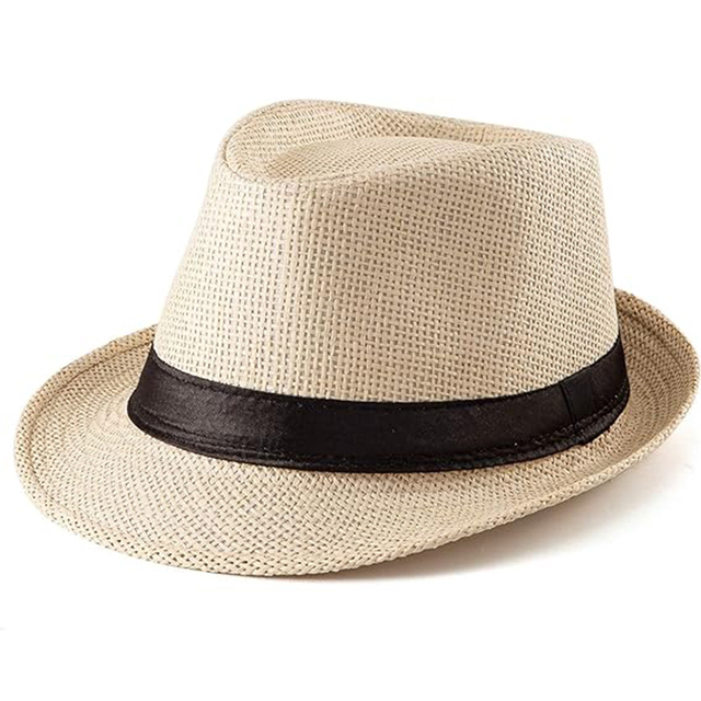 Trilby Fedora Hat for Men 1920s Short Brim Panama Cap Silk Screen Printed Casual Four Seasons Travel