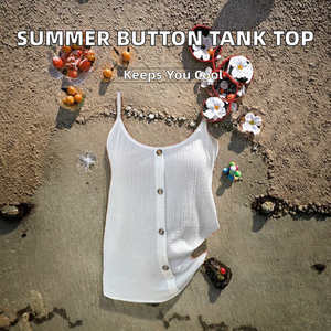 OEM/ODM Chaleco de Verano para Mujer 2026, de Algodón, Casual, Sexy, 120g, Marca Loveda, Transpirable, con Tirantes y Botones Decorativos, Tejido de Punto - Product Image 2