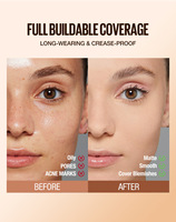 Fond de Teint Liquide Professionnel 2-en-1 Correcteur Imperméable Longue Tenue Fini Mat Lumineux Peaux Foncées Maquillage Quotidien Fêtes Mariages