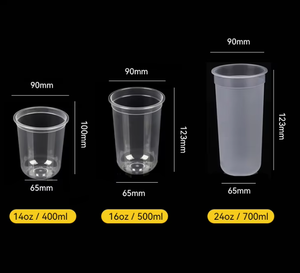 แก้วชาไข่มุกทรงตัวยู พิมพ์โลโก้ได้ แก้วเครื่องดื่มใสแบบใช้แล้วทิ้ง ทำจากพลาสติก PET พร้อมฝาปิด - Product Image 6