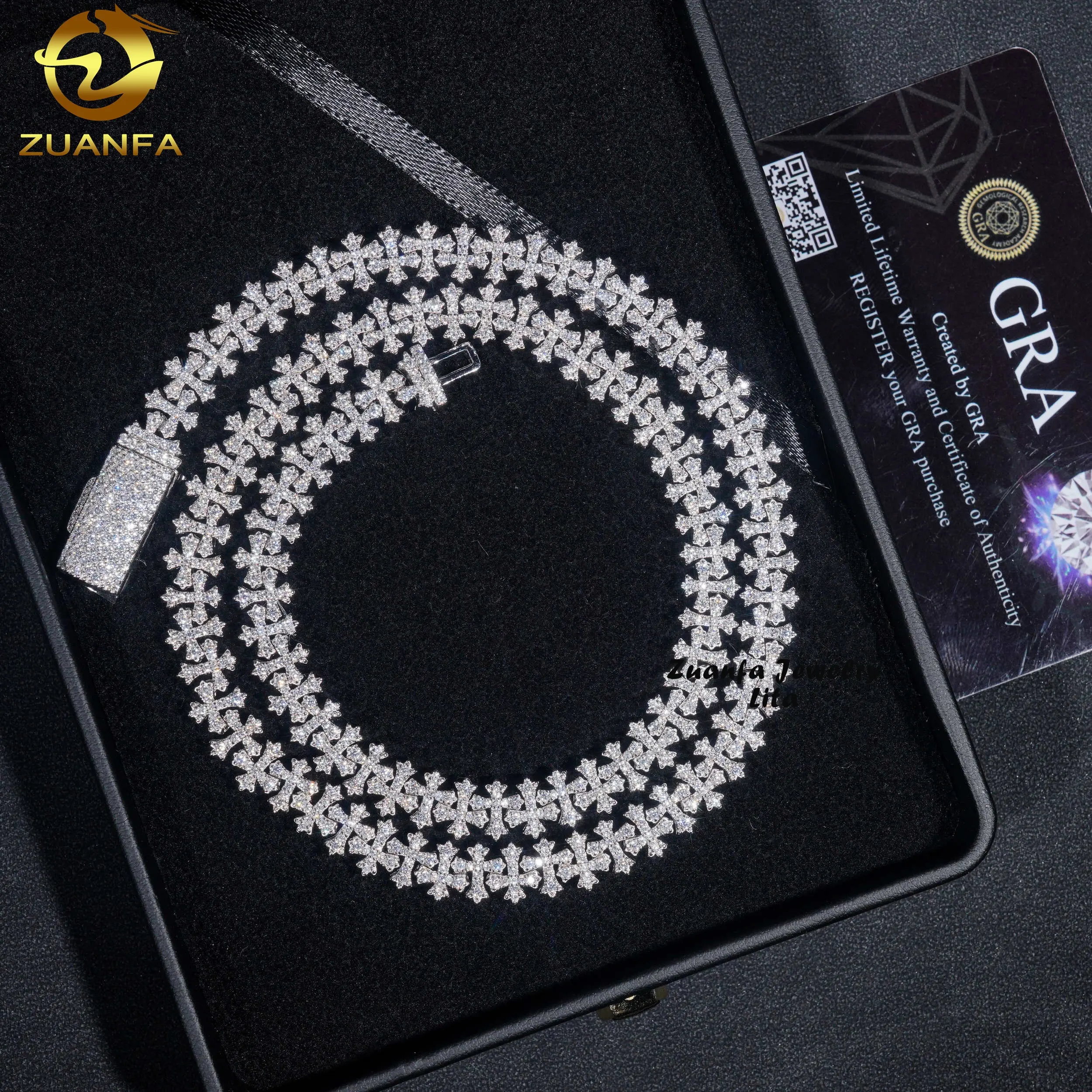 New arrivals hip hop Iced vượt qua bài kiểm tra Bạc 8mm Chéo Vòng cổ vvs moissanite Cuba liên kết chuỗi