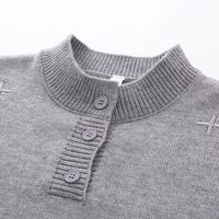 Pull en coton tricoté personnalisé pour homme, col rond, détails boutonnés, poignets côtelés, style vintage, streetwear décontracté, automne, anti-plis