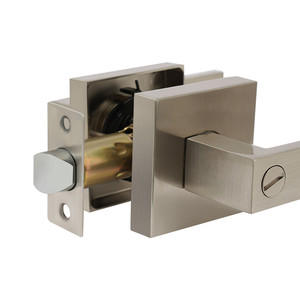 Lot de 6 poignées de porte en nickel brossé, en alliage de zinc, robustes, pour entrée, intimité, <span class=keywords><strong>passage</strong></span>, intérieur, avec serrure pour chambre et salle de bain - Product Image 3