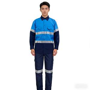 Abbigliamento da Lavoro Riflettente Blu in Cotone e Poliestere, 2 Pezzi per Operai, Cantieri Edili, <span class=keywords><strong>Ingegneri</strong></span> <span class=keywords><strong>Meccanici</strong></span> - Product Image 2