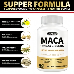 Capsule di Maca e <span class=keywords><strong>Ginseng</strong></span> <span class=keywords><strong>Panax</strong></span> Biologiche Naturali di Alta Qualità OEM 10000 mg Integratore di Bellezza Senza Glutine - Product Image 3