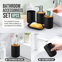 Ensemble de toilette 6 pièces de style européen moderne Accessoires de salle de bain en plastique gris de haute qualité pour la maison et l'hôtel