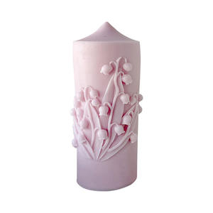 Early Riser sculpté cylindrique bougie parfumée Silicone moule en relief fleur <span class=keywords><strong>colonne</strong></span> bougie Silicone moule bougie décorative - Product Image 5