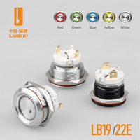 Interrupteur à bouton poussoir métallique LANBOO 19 mm, 16 ampères, courant élevé, étanche IP67, 12 V 220 V, verrouillage ou momentané en option, LED