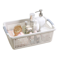 Panier de rangement en plastique blanc creux avec poignée PP Tools Organizer, pour stylos, livres, bureau, maison, conteneur de rangement empilable, bacs et boîtes