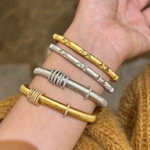 Italian Buccetti Woven Pattern Gold Charm <b>Bracelet</b> Brushed Craftsmanship High-End Luxury <b>Copper</b> Alloy Courtly Style Women Third - Product Image 1