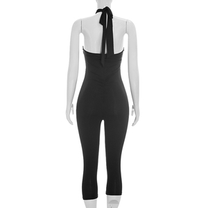 Viviblook C26JP232 Combinaison décontractée pour femme, nouvelle combinaison sexy sans manches, couleur unie, bretelles halter, combinaison une pièce - Product Image 3