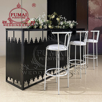 Meubles pour événements et banquets, comptoir de bar en acier noir moderne pour bar à domicile et événements hôteliers