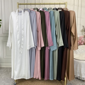 6622# 10 Colors Abaya Muslim Dresses Long Flare Sleeve EID Ramadan Gown Clothing Modest Fashion Satin Islamic Dress - Product Image 4