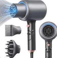 Sèche-cheveux ionique professionnel mini ultra silencieux haute vitesse avec diffuseur, moteur sans balais 110 000 tr/min, 1875W, 3 vitesses, en plastique, logo personnalisé