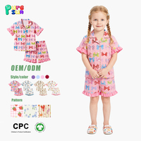 Ensembles de vêtements de nuit pour enfants Puresun personnalisés avec volants, 100% coton biologique, pyjamas pour enfants, imprimé de dessins animés, pyjamas d'été pour filles