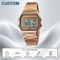 Individuelle Uhr MOQ 50 Stück Casual Sport Digitaluhr Edelstahlarmband Elektronische Wasserdichte LED-Anzeige Uhr für Herren