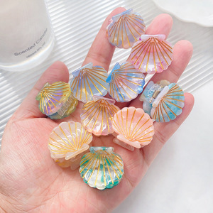 Mini pinces à cheveux en acrylique en forme <span class=keywords><strong>de</strong></span> coquillage RTS-2, pinces à cheveux en forme <span class=keywords><strong>de</strong></span> coquillage pour l'été, la plage, les vacances, petites pinces décoratives pour cheveux - Product Image 3