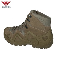 Yakeda Bottes Tactiques de Combat Montantes Imperméables Homme pour Randonnée, Vert Armée et Noir, en Caoutchouc, Idéales pour le Désert et l'Entraînement