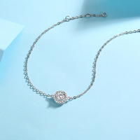 Bracelet pendentif halo en moissanite, argent sterling 925, pierre centrale ronde de 0,5 ct, 8,4 mm, chaîne délicate, bijoux pour femmes