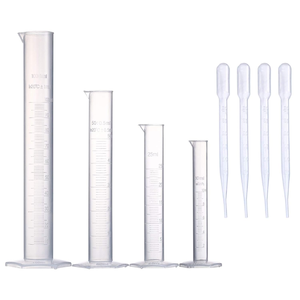 Cilindro graduado de plástico de 100 ml, 50 ml, 25 ml, 10 ml con cuentagotas para uso en laboratorio y escolar - Product Image 1