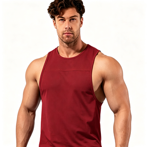 Débardeur de sport pour homme à ourlet en arc, séchage rapide, en polyester et coton - Product Image 6