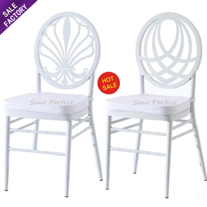Achetez des chaises Chiavari en acier métallique, nouveau design spécial, motif blanc or, phénix, pour les fêtes - Product Image 1