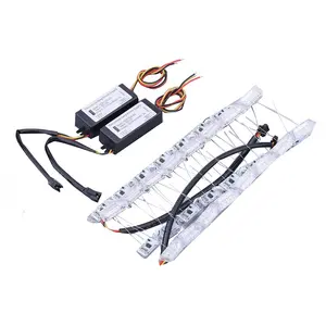 Tira de luces LED blanca y ámbar para faros delanteros, intermitente secuencial, intermitente DRL de doble Color, Flexible, para coche