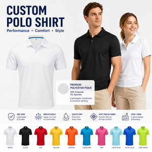 Polo de performance personnalisé avec logo, séchage rapide, respirant, uniforme d'équipe de golf, vente en gros, hommes, femmes, OEM, ODM, plusieurs couleurs, blanc - Product Image 1