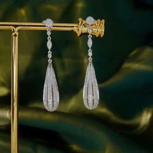 Pendientes de Lágrima Largos de Oro de 18K con Diamantes de Xinfly, Joyería Fina para Mujer, Novia, Compromiso, Boda - Product Image 1
