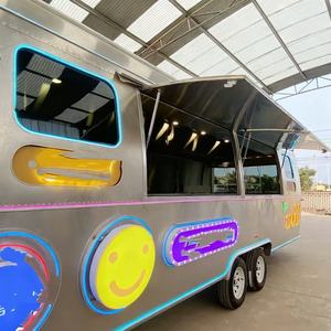 Vintage Mobile Stainless Steel Aluminum Food Trailer 4-<b>Wheel</b> Fast Food Truck Double Water Sinks Multifunctional Snack Food Chips - Product Image 4