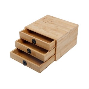 Caja de Té de Bambú Estilo Cajón para Té Pu'er, Caja de Té Rectangular de Madera Hecha a Mano con Asas de Anillo Metálico - Product Image 3