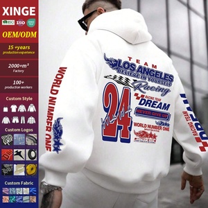 Sweat-shirts à capuche surdimensionnés de haute qualité avec cordon de serrage, personnalisés pour impression en relief, en coton et polyester épais et uni - Product Image 2