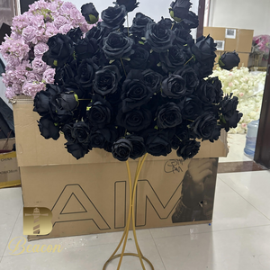 高品质黑色紫红色人造玫瑰花球厂定制婚礼情人节绿色餐桌摆件 - Product Image 4