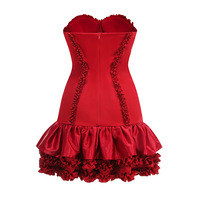 Robe de soirée courte à volants, sans bretelles, cintrée à la taille, rouge, sept couleurs, nouvelles arrivées 2026
