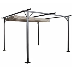 Personnalisé 3.5x3.5m blanc extérieur cadre en acier enduit de poudre Pergola Gazebo auvent en polyester toit coulissant toit rigide pavillon de jardin - Product Image 3