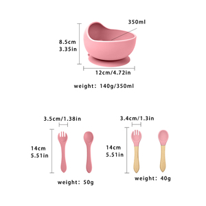 不含双酚a的婴儿食品级喂养勺、硅胶勺叉和碗套，带有柔软的吸力底座 - Product Image 2