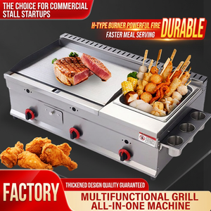 Gas Teppanyaki Double <b>Fryer</b> All In One Multi Function Frying Equipment For Restaurant Street Snack Business - Product Image 2