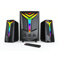Enceintes de jeu LED RGB 2.0 canaux avec télécommande - Audio de bureau pour ordinateur à basses profondes pour les joueurs de PC, cinéma maison, vente en gros