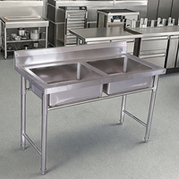 Évier de cuisine industriel commercial en acier inoxydable, finition polie, revêtement autonettoyant, résistance à la corrosion, rainure de drainage