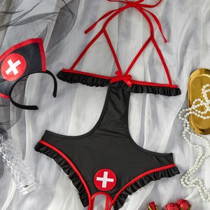 Sexy Women's Lingerie Set Hollowed Out Tight Fitting Jumpsuit Revealing Fun Lingerie Set Role Playing Clothing - Product Image 3