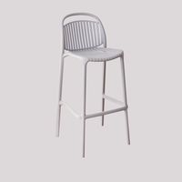 Tabouret de bar contemporain en polypropylène vert, hauteur comptoir, écologique, avec repose-pieds, pour hôtel et usage extérieur