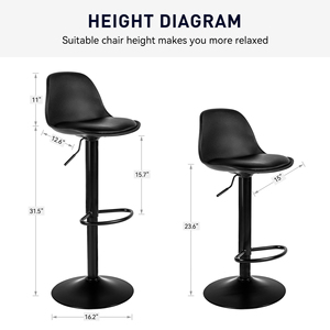 Modern Adjustable Height <b>Bar</b> <b>Stool</b> with PU Leather Seat and Iron Base <b>Swivel</b> Design for Home <b>Bar</b> and Commercial Use - Product Image 6