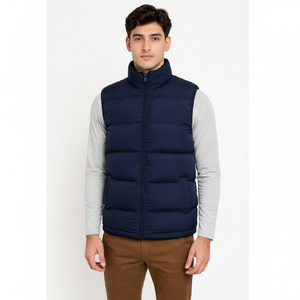 Veste matelassée sans manches de qualité supérieure pour homme, légère, chaude, isolée, col haut, fermeture éclair sur le devant, moderne - Product Image 1