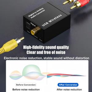 Decodificador de Audio Bluetooth con <span class=keywords><strong>Fibra</strong></span> Óptica Toslink, Señal <span class=keywords><strong>Coaxial</strong></span> RCA R/L, SPDIF DAC USB, <span class=keywords><strong>Conversor</strong></span> de Audio Digital <span class=keywords><strong>a</strong></span> Analógico Inalámbrico - Product Image 4