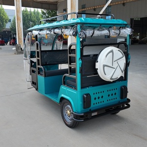 E Rickshaw Triciclo Eléctrico de Pasajeros con Toldo Transparente, Cortina Protectora contra la Intemperie y Portaequipajes para Recorridos Diurnos en Zonas Urbanas - Product Image 6